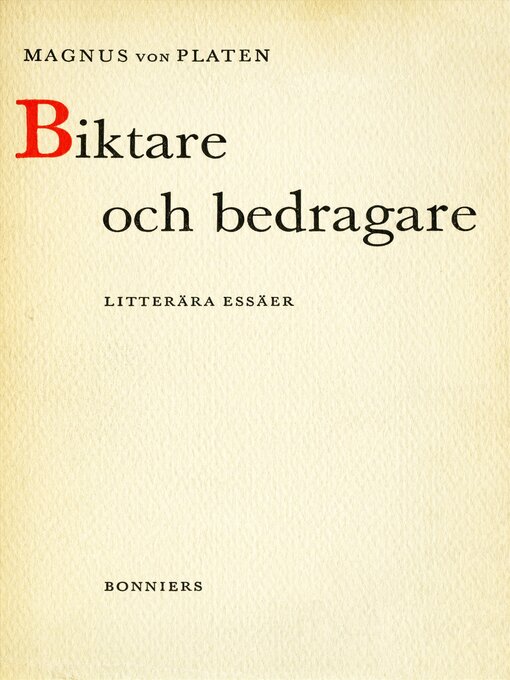 Title details for Biktare och bedragare by Magnus von Platen - Available